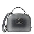 Metallic Caviar Small Coco Curve Vanity Bag Navy Blue Silver