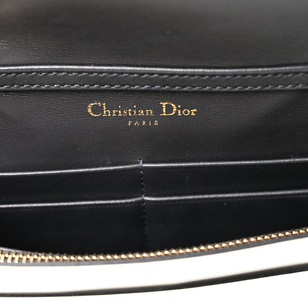 Patent Micro-Cannage Diorama Wallet on Chain Pouch White