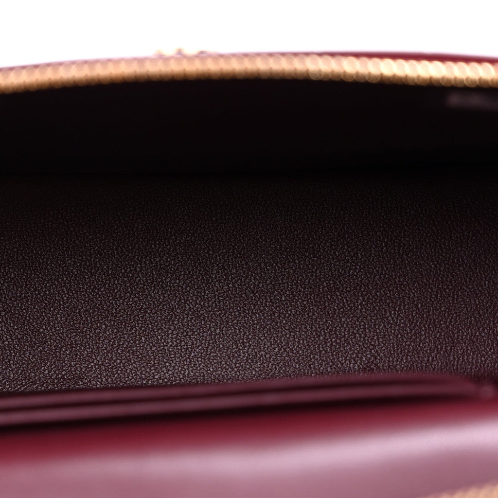 Calfskin Crocodile Embossed Crococo Exoticoco Vanity With Chain Dark Burgundy