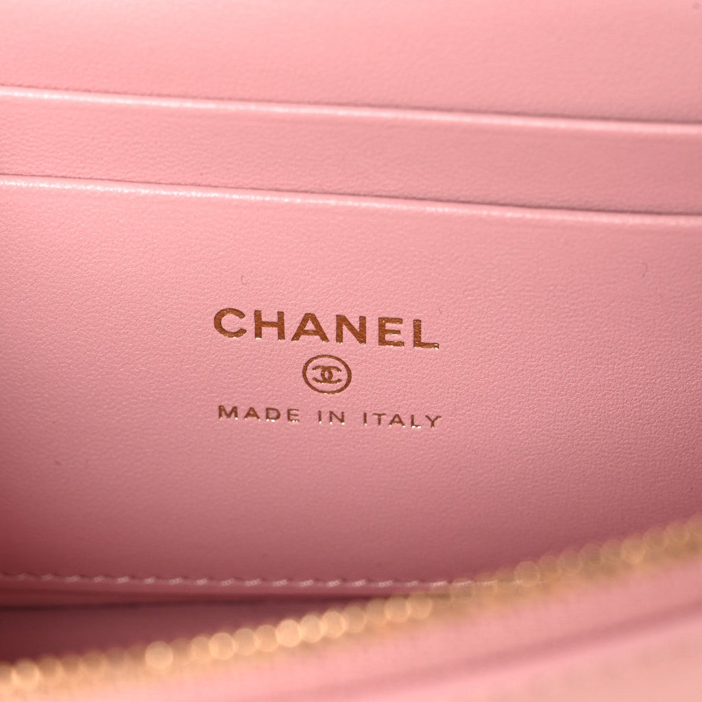 Calfskin Crocodile Embossed Crococo Exoticoco Vanity With Chain Light Pink
