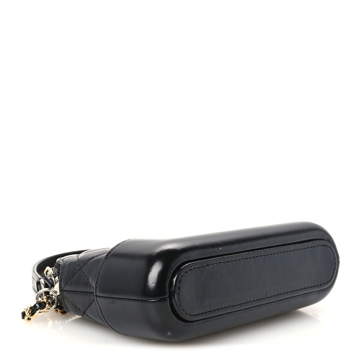 Aged Calfskin Quilted Small Gabrielle Clutch With Chain Black