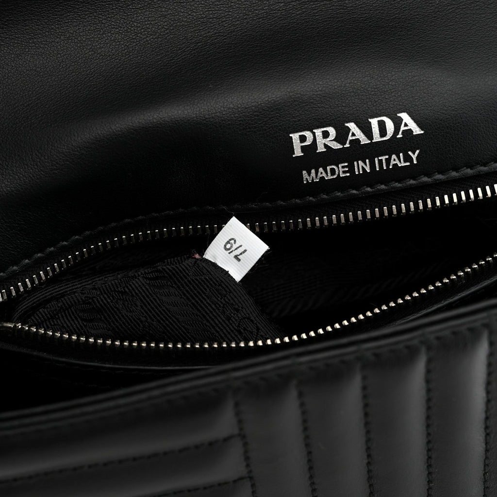Soft Calfskin Impunture Diagramme Medium Chain Flap Shoulder Bag Black