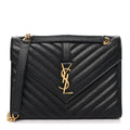 Grain De Poudre Matelasse Chevron Medium Monogram Satchel Black