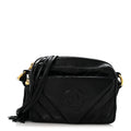 Lambskin Chevron Quilted Tassel Camera Case Black