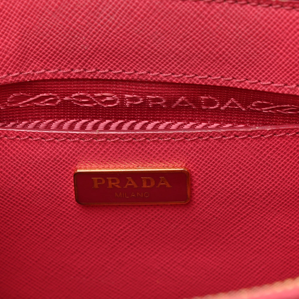 Saffiano Lux Micro Galleria Double Zip Tote Fuxia