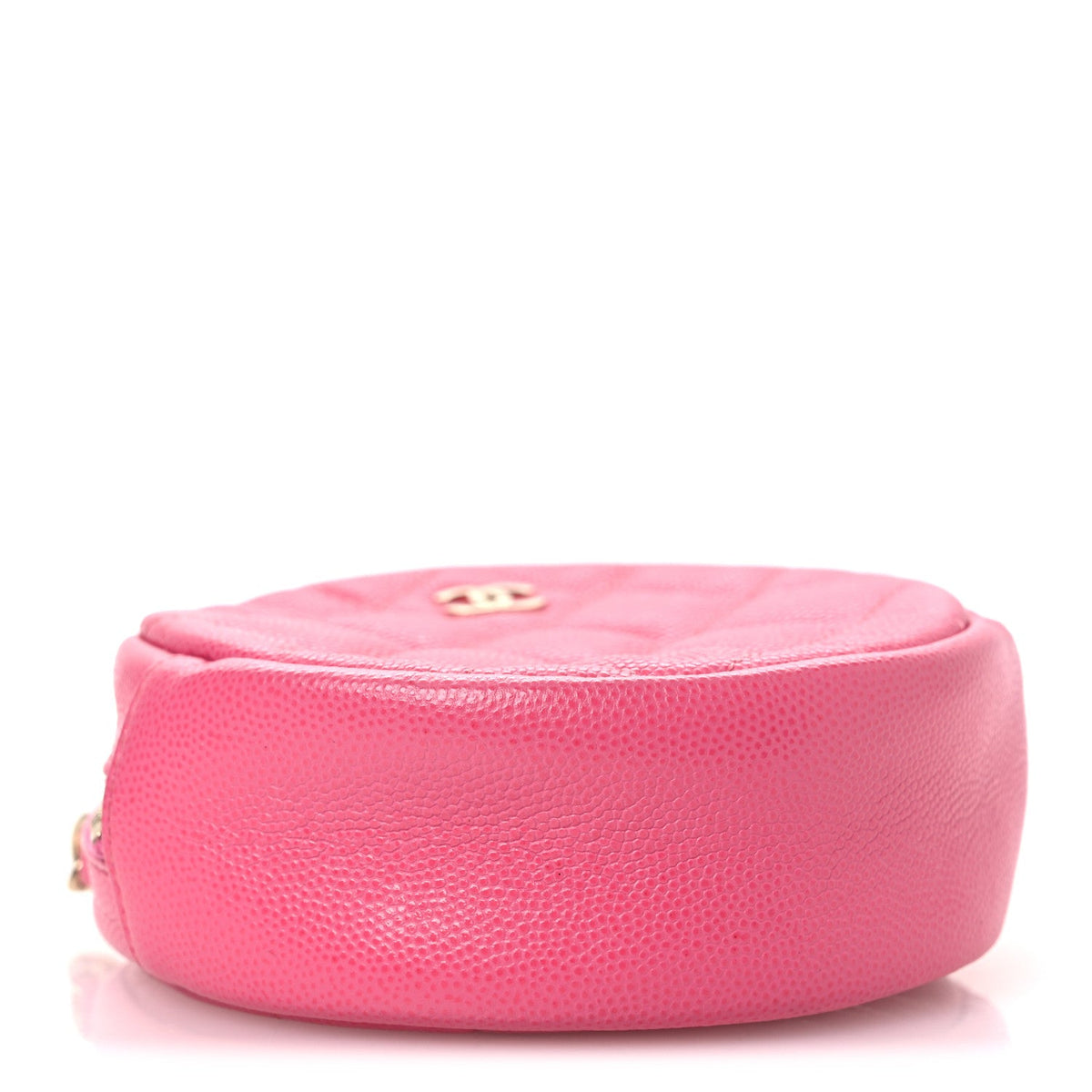 Caviar Quilted Round Clutch With Chain Pink
