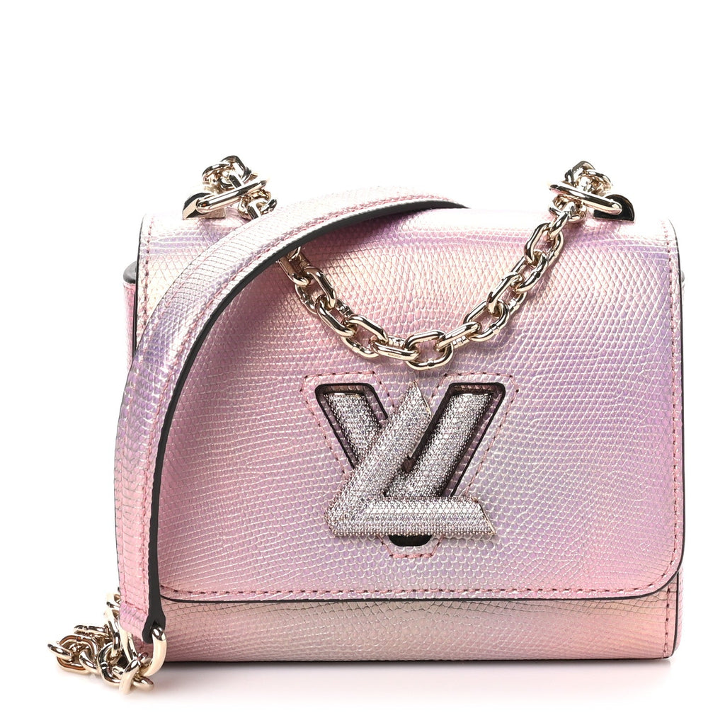 Iridescent Lizard Mini Swarovski Twist Shoulder Bag Pink