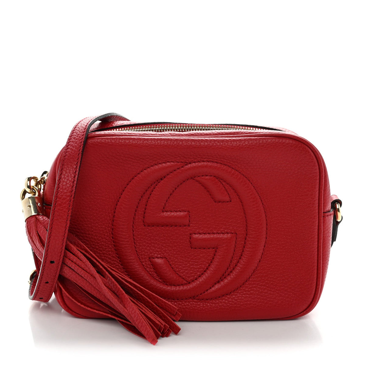 Pebbled Calfskin Small Soho Disco Bag Vibrant Red