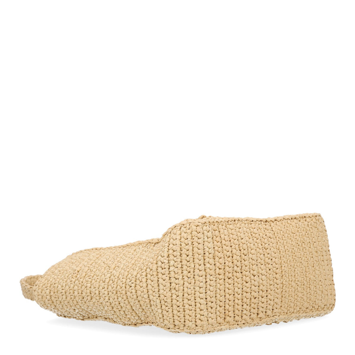 Yarn Raffia Effect Crochet Logo Embroidered Small Tote Bag Naturale