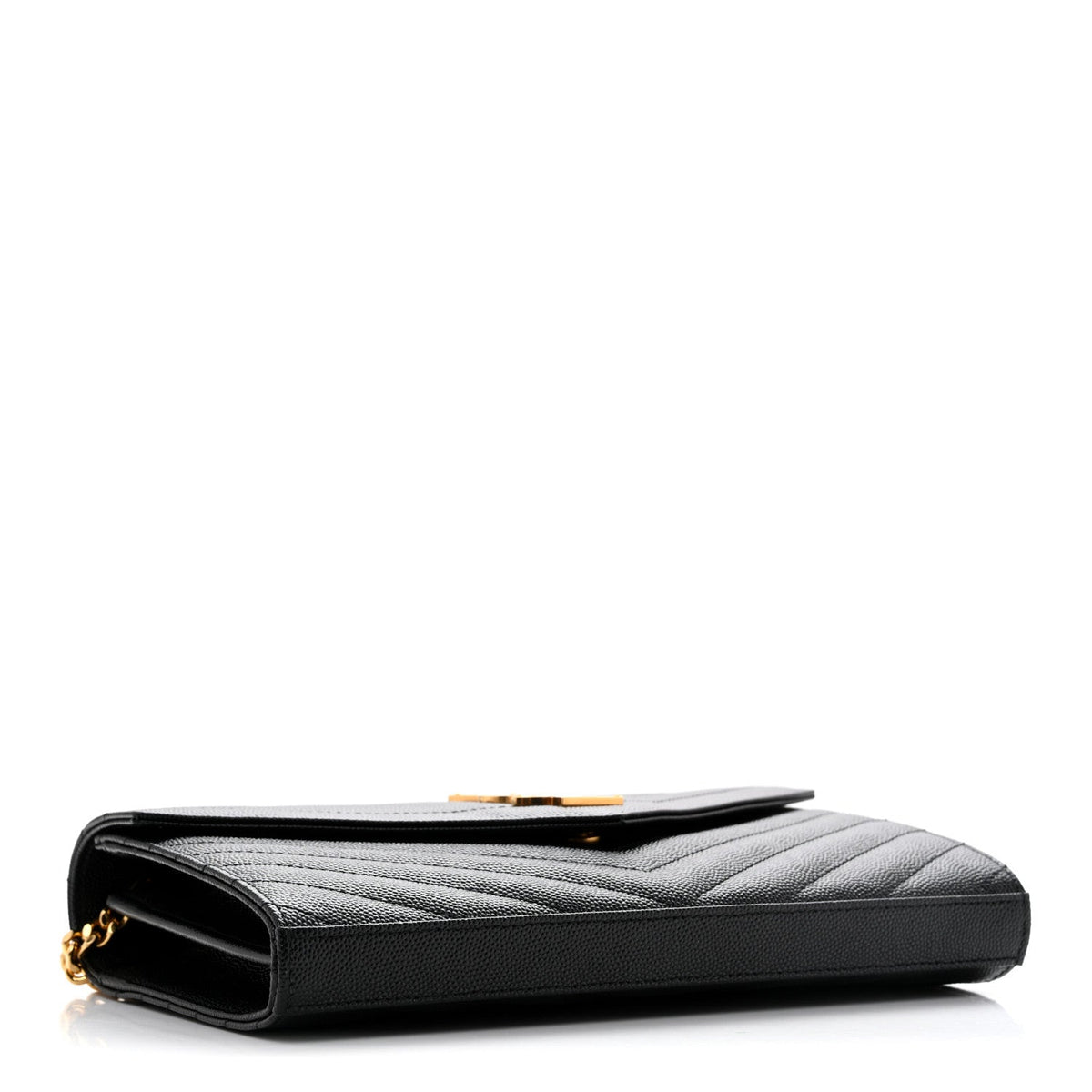 Grain De Poudre Matelasse Chevron Monogram Chain Wallet Black