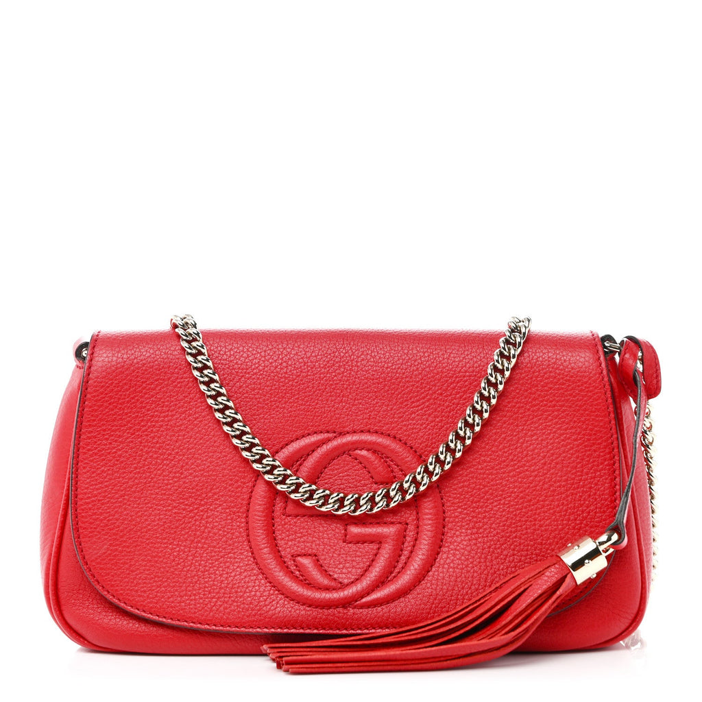 Pebbled Calfskin Medium Soho Flap Crossbody Tabasco Red