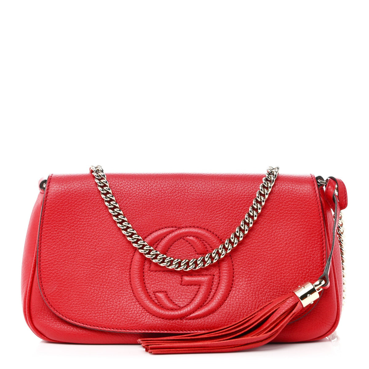 Pebbled Calfskin Medium Soho Flap Crossbody Tabasco Red
