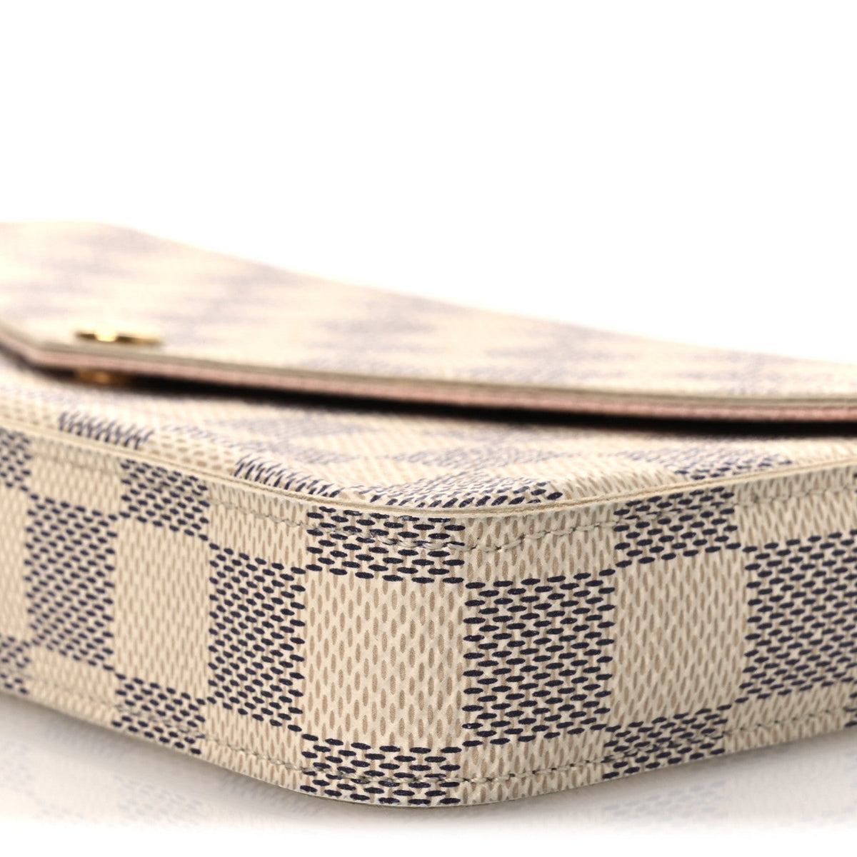 Damier Azur Pochette Felicie Chain Wallet Rose Ballerine Rose Ballerine