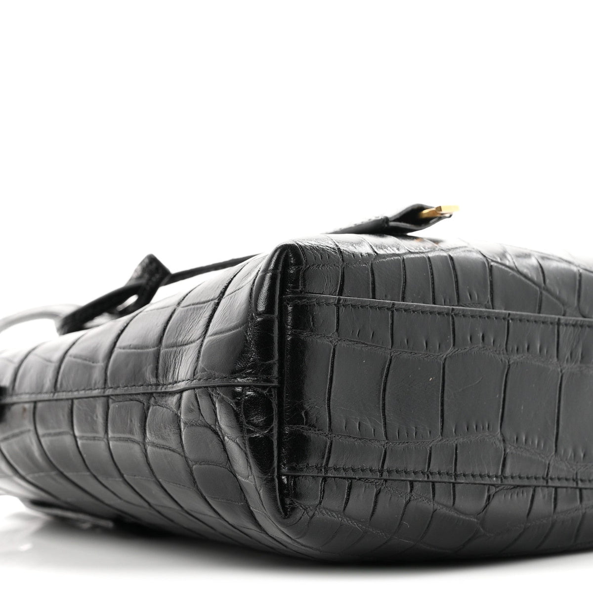 Calfskin Crocodile Embossed Paris Mini Toy Shopper Tote Black