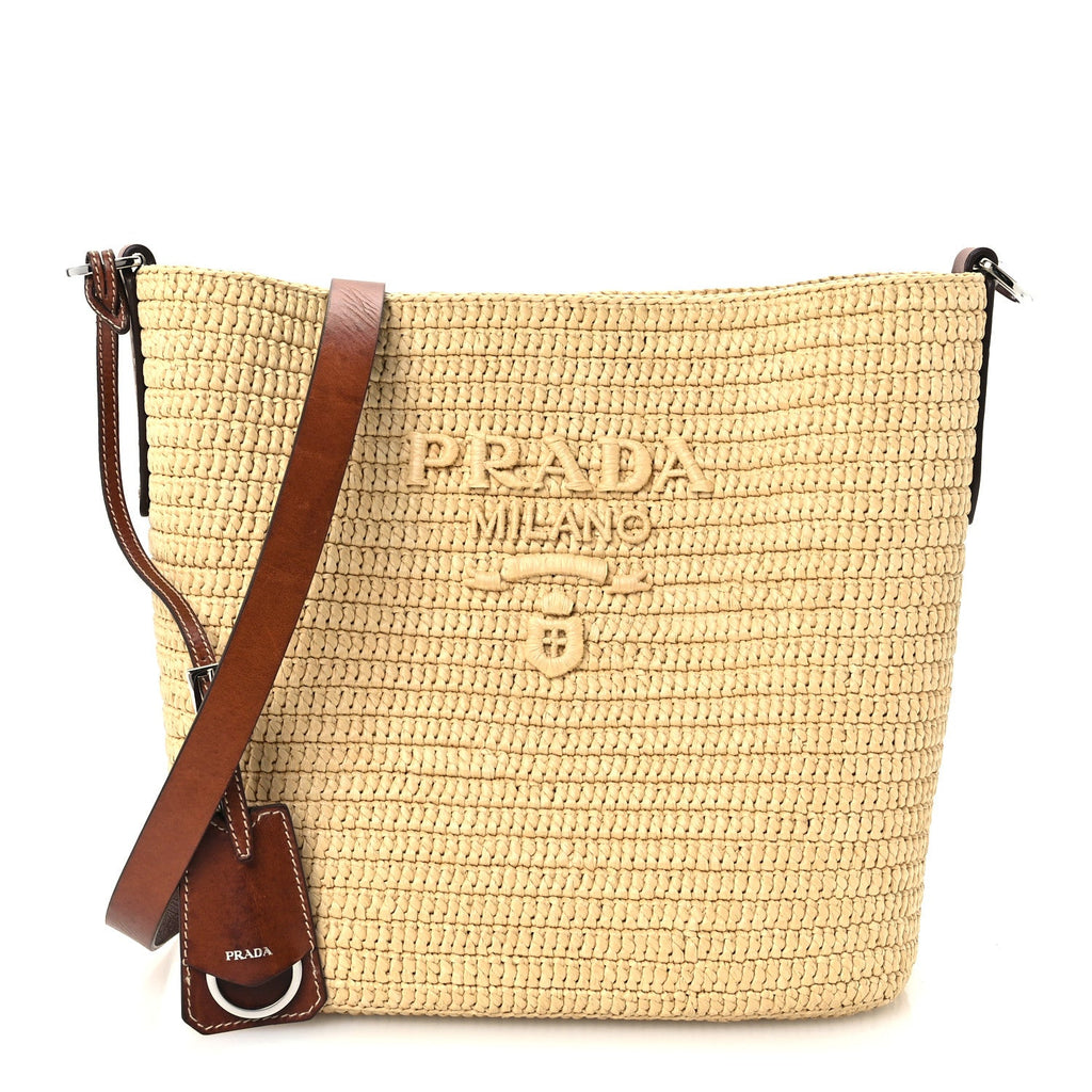 Crochet Vitello Secchiello Bucket Bag Naturale Brandy