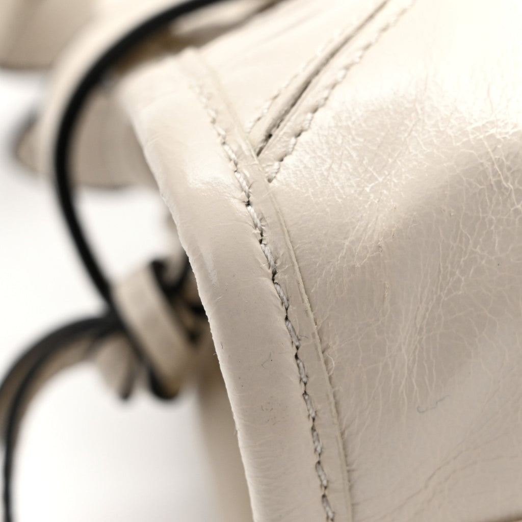 Glossy Calfskin Triangle Mini Bonnie Hand Bag White