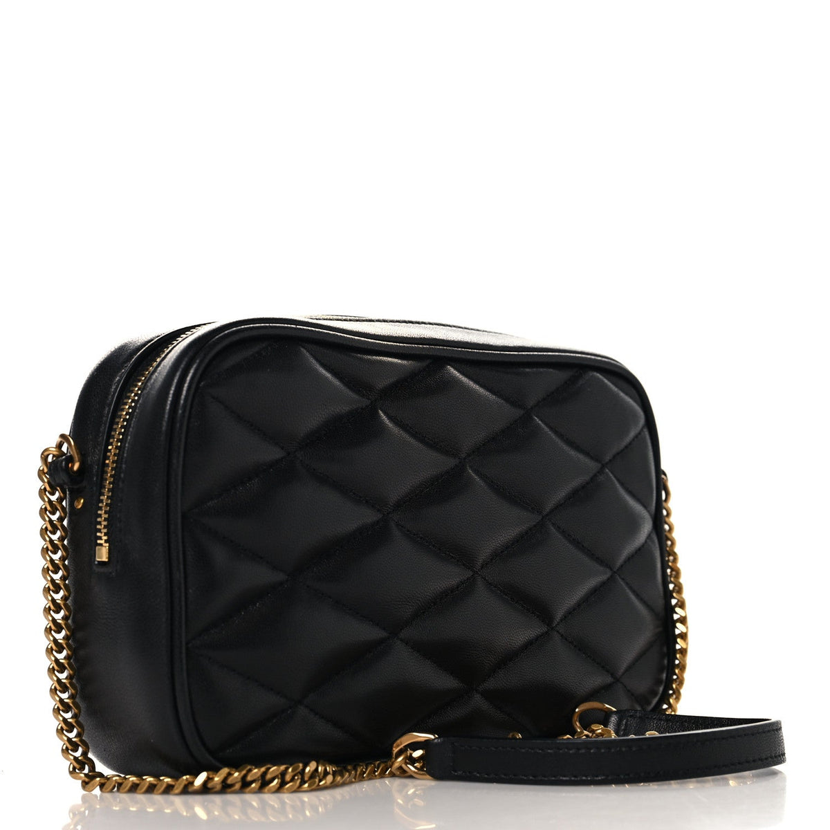 Lambskin Quilted Mini Camera Bag Black