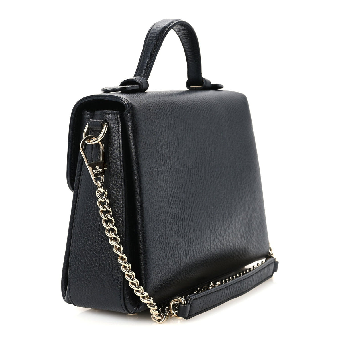 Dollar Calfskin Interlocking G Top Handle Shoulder Bag Black