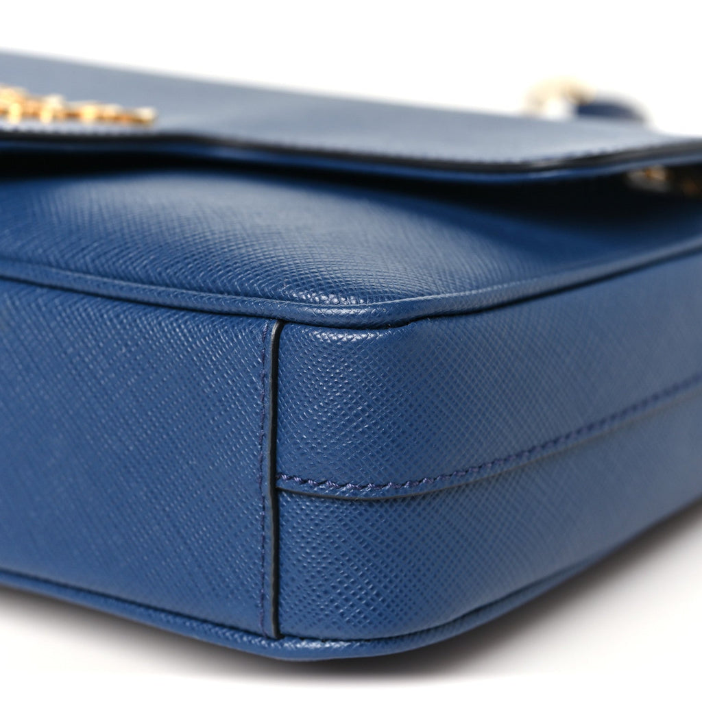 Saffiano Flap Shoulder Bag Bluette