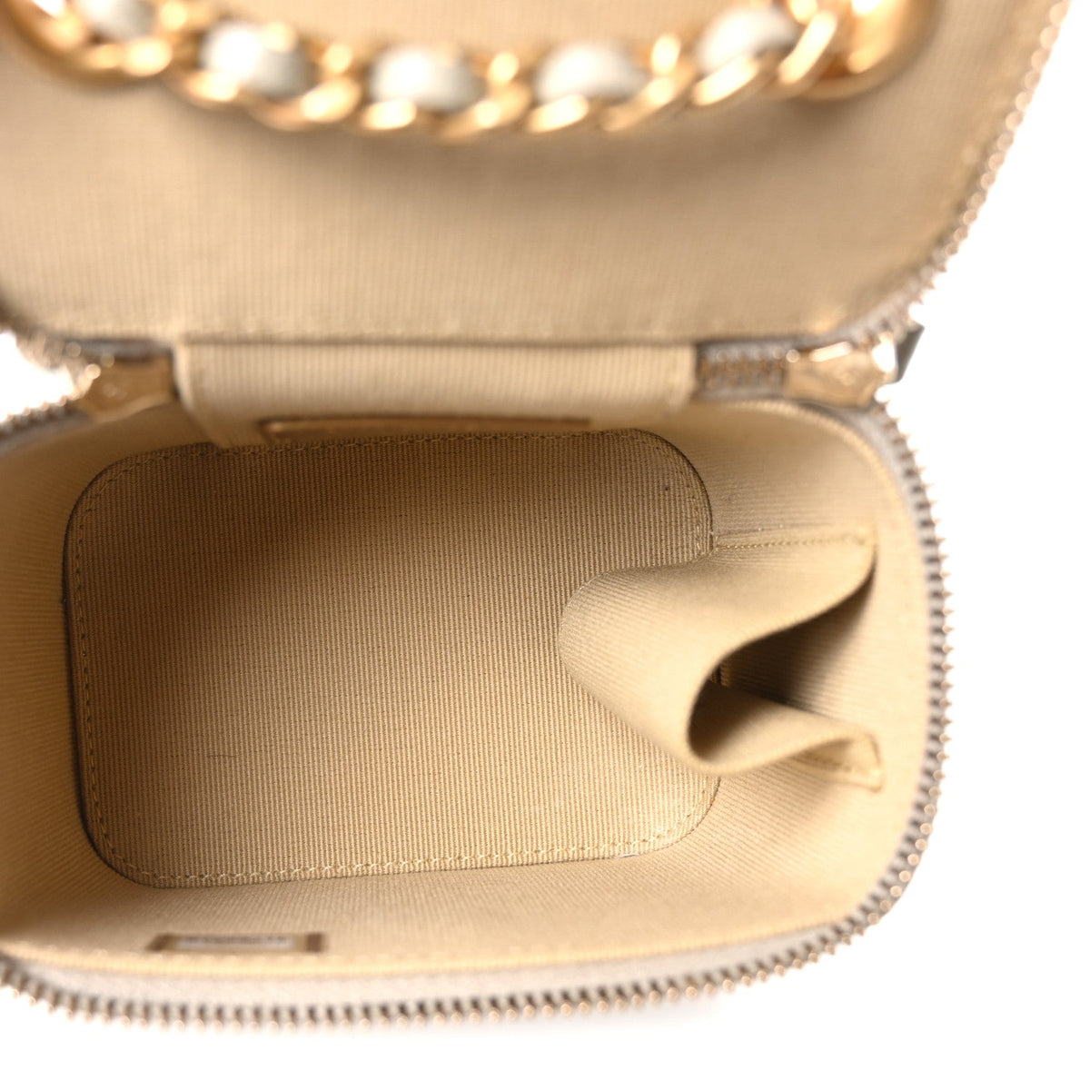 Lambskin Quilted Pearl Crush Mini Vanity Case With Chain Grey