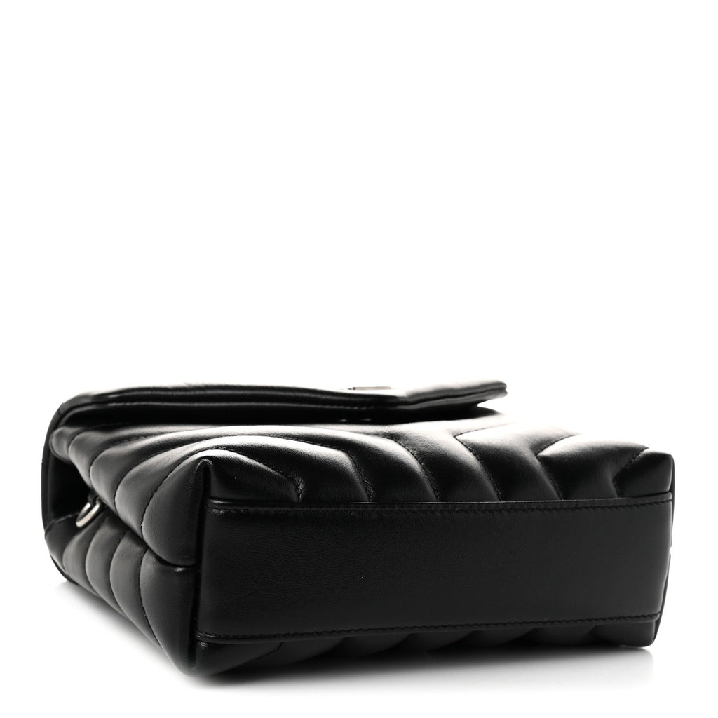 Calfskin Y Quilted Monogram Toy Loulou Crossbody Bag Black