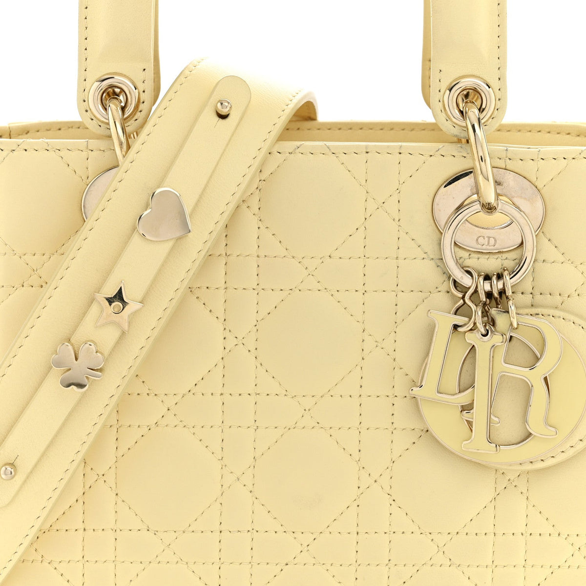Lambskin Cannage Small My ABCDior Lady Dior Soft Yellow