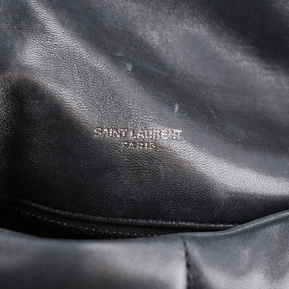 Lambskin Quilted Monogram Monochrome Small Loulou Puffer Chain Satchel Black
