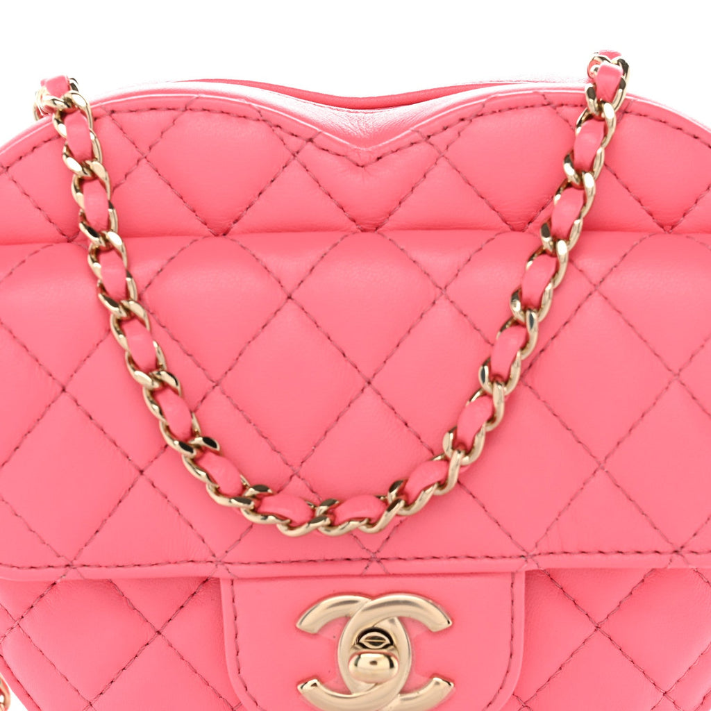 Lambskin Quilted CC In Love Heart Bag Pink