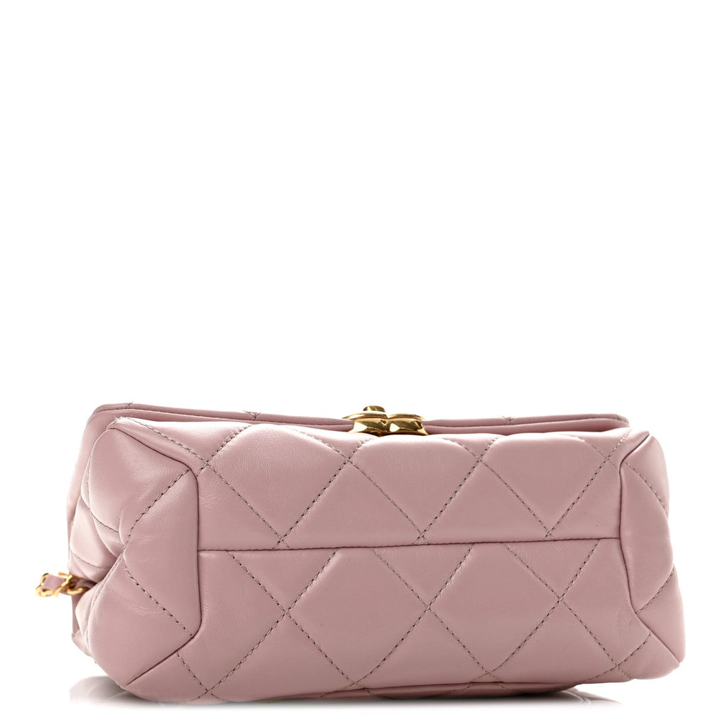 Lambskin Quilted Color Match Small Flap Light Pink