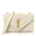 Grain De Poudre Textured Mixed Matelasse Triquilt Small Monogram Satchel Crema Soft