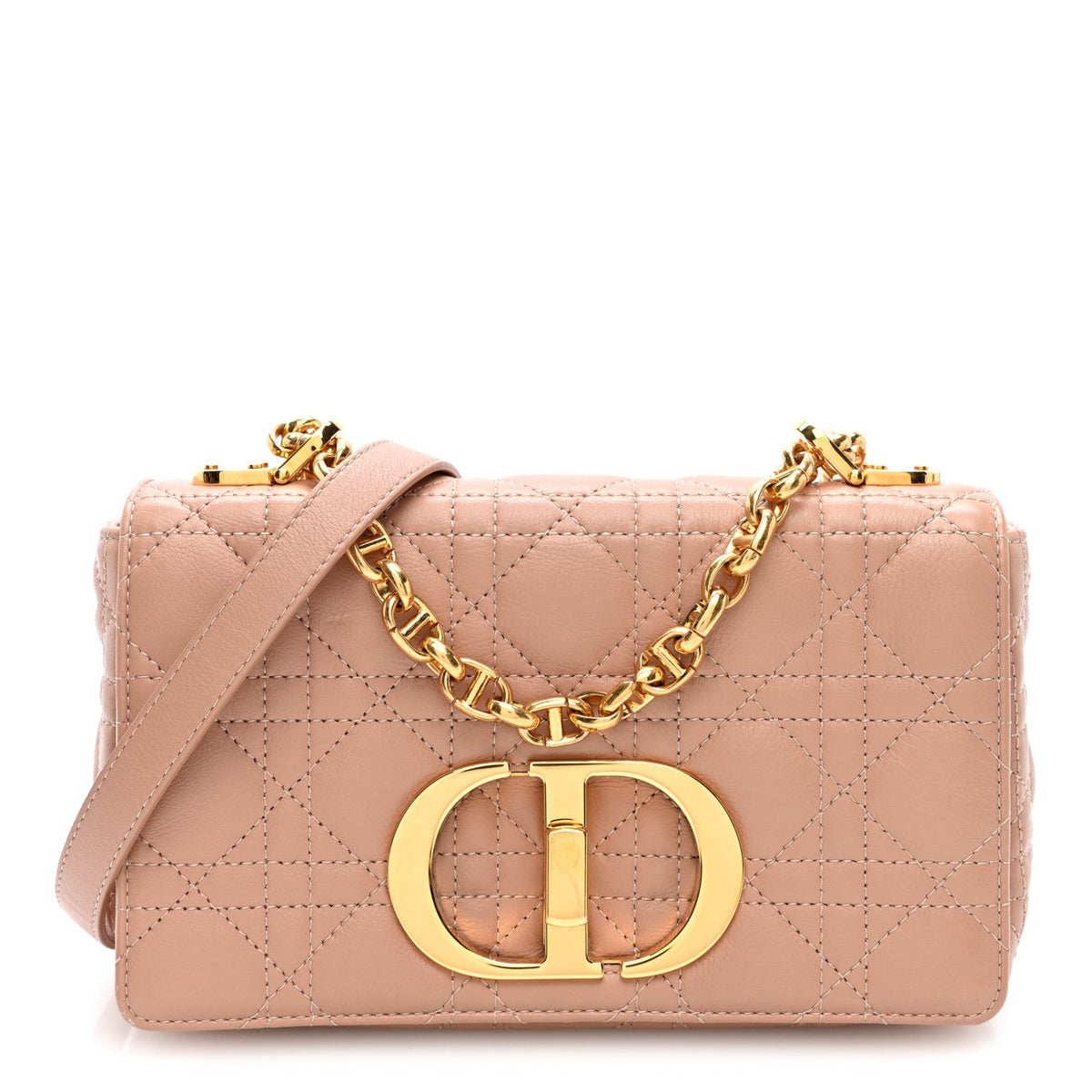 Grained Calfskin Cannage Small Caro Bag Rose De Vents