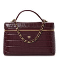 Calfskin Crocodile Embossed Crococo Exoticoco Vanity With Chain Dark Burgundy