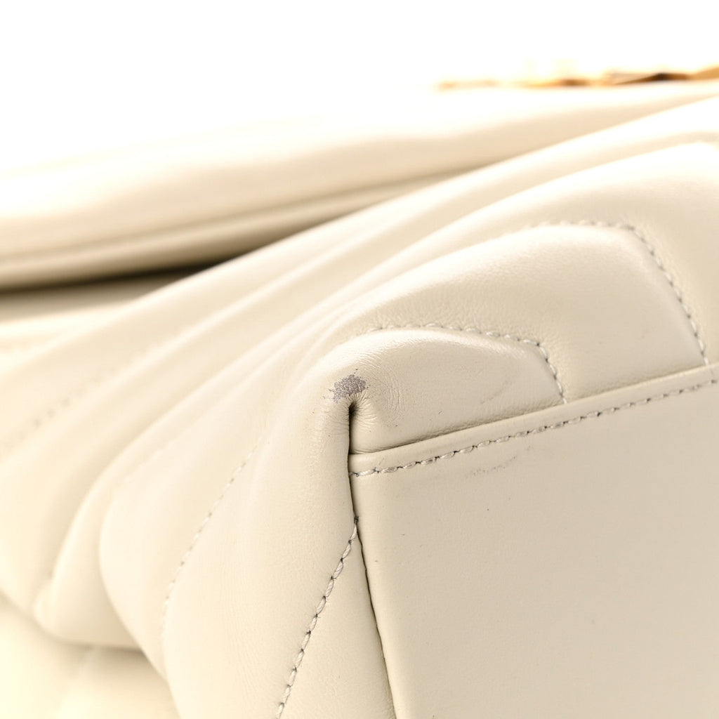 Calfskin Y Quilted Monogram Medium Loulou Chain Satchel Crema Soft