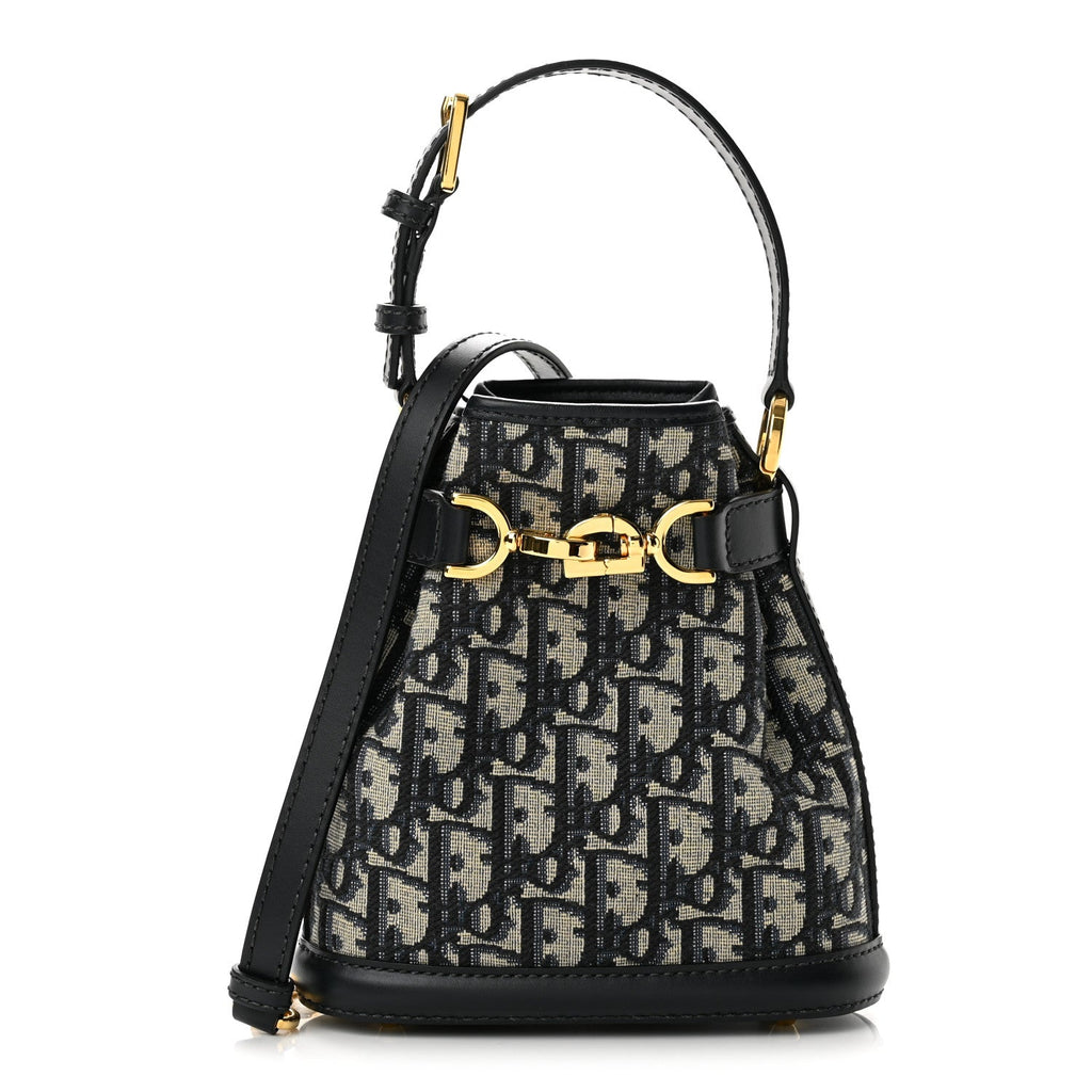 Oblique Calfskin Small C'est Dior Bucket Bag Blue