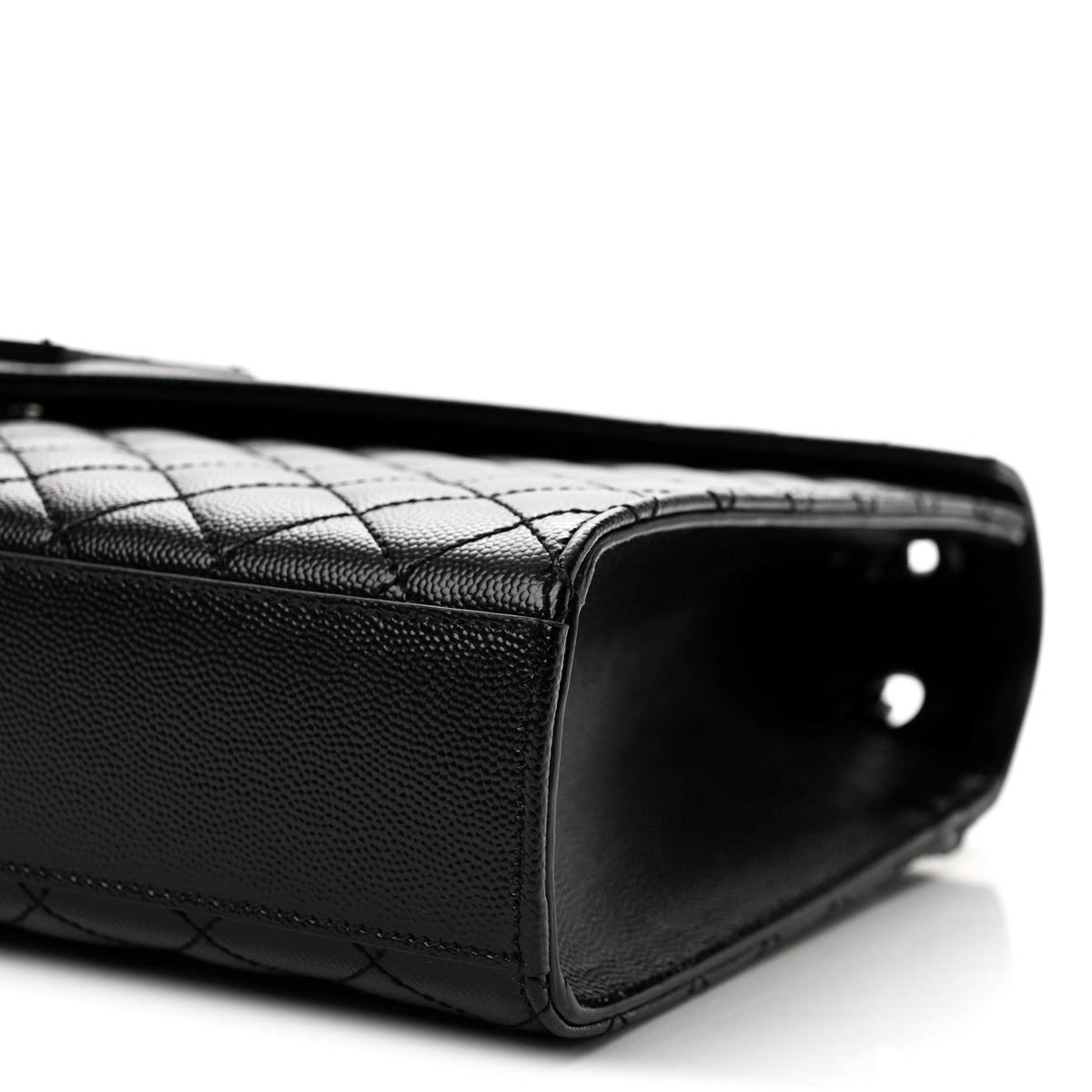 Grain De Poudre Textured Mixed Matelasse Large Triquilt Monogram Monochrome Satchel Black