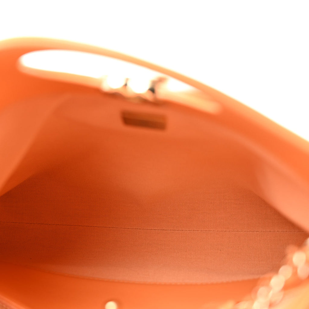 Shiny Crumpled Calfskin Quilted Mini 31 Shopping Bag Orange