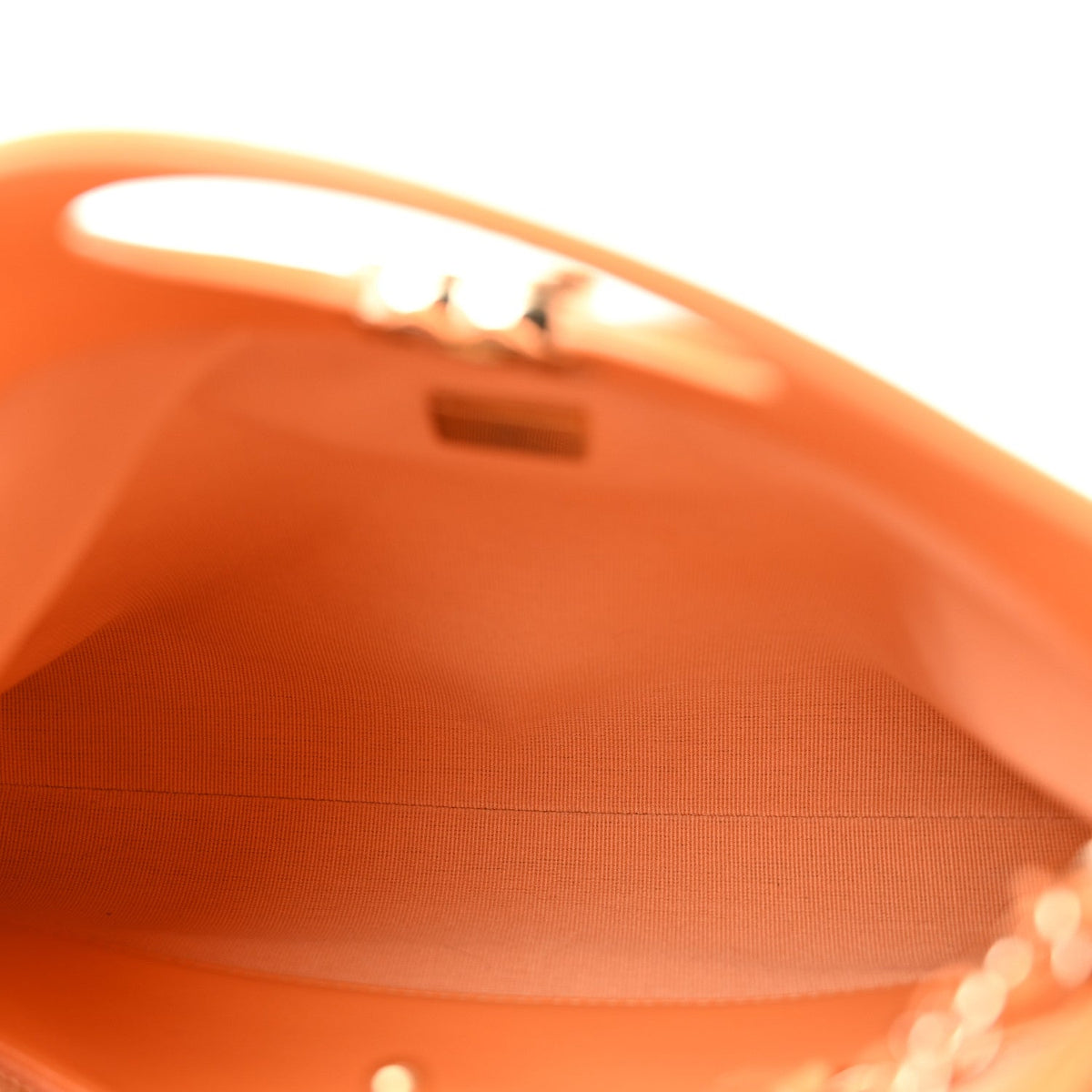 Shiny Crumpled Calfskin Quilted Mini 31 Shopping Bag Orange