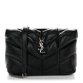 Lambskin Quilted Toy Loulou Puffer Monogram Chain Satchel Black