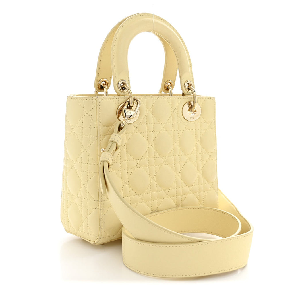 Lambskin Cannage Small My ABCDior Lady Dior Soft Yellow