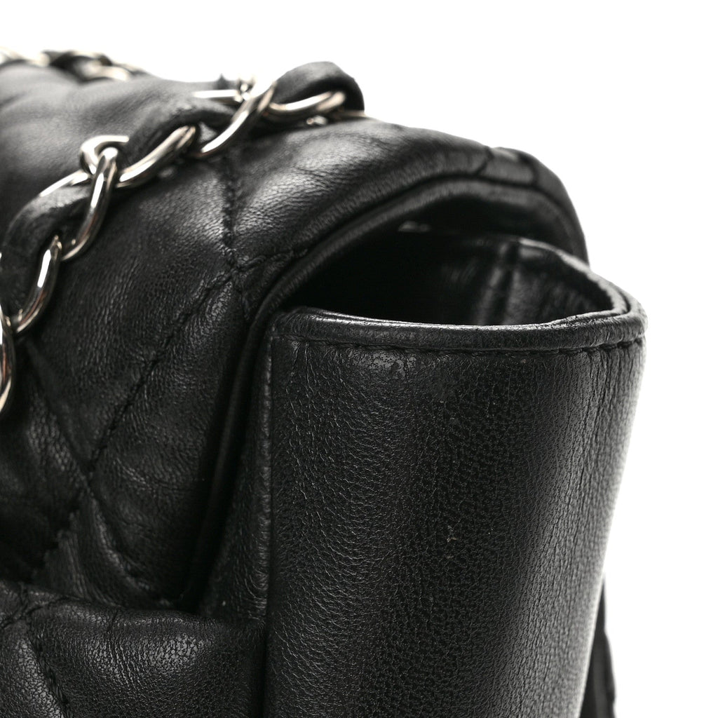 Lambskin Quilted Jumbo Coco Rain Flap Black