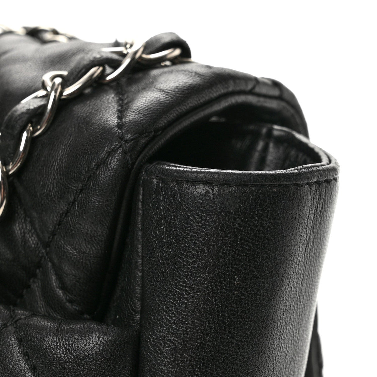 Lambskin Quilted Jumbo Coco Rain Flap Black