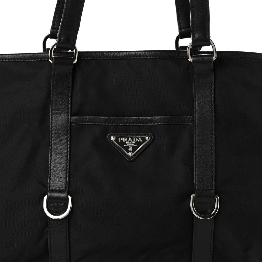 Tessuto Nylon Vitello Tote Black