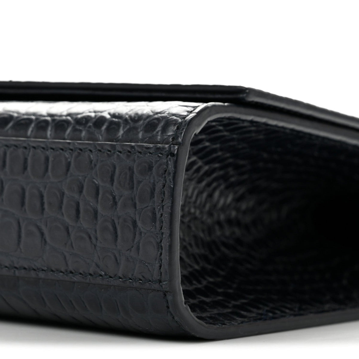Calfskin Crocodile Embossed Medium Classic Monogram Kate Tassel Satchel Deep Marine