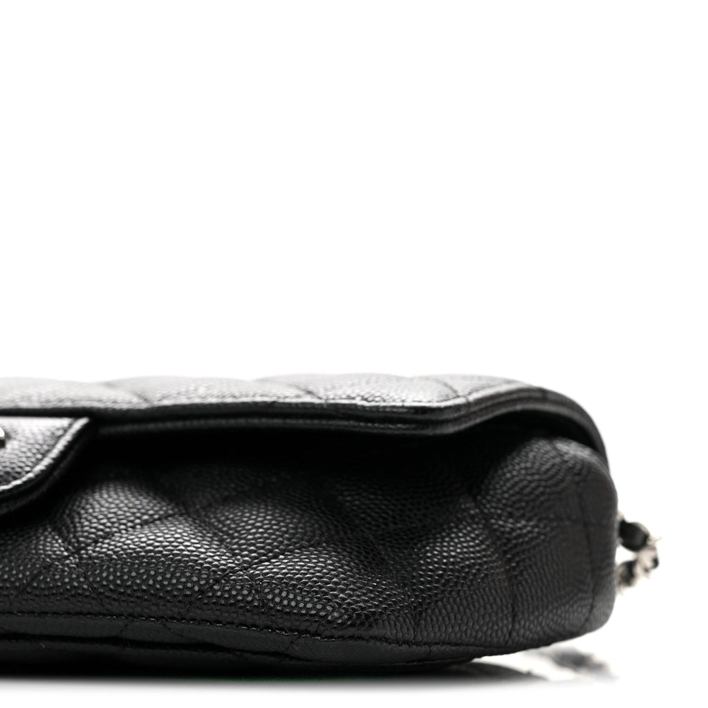 Caviar Quilted Glasses Case With Chain Black