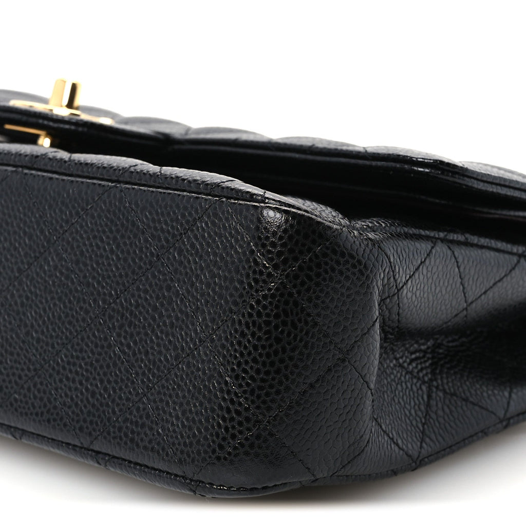 Caviar Quilted Medium Double Flap Black