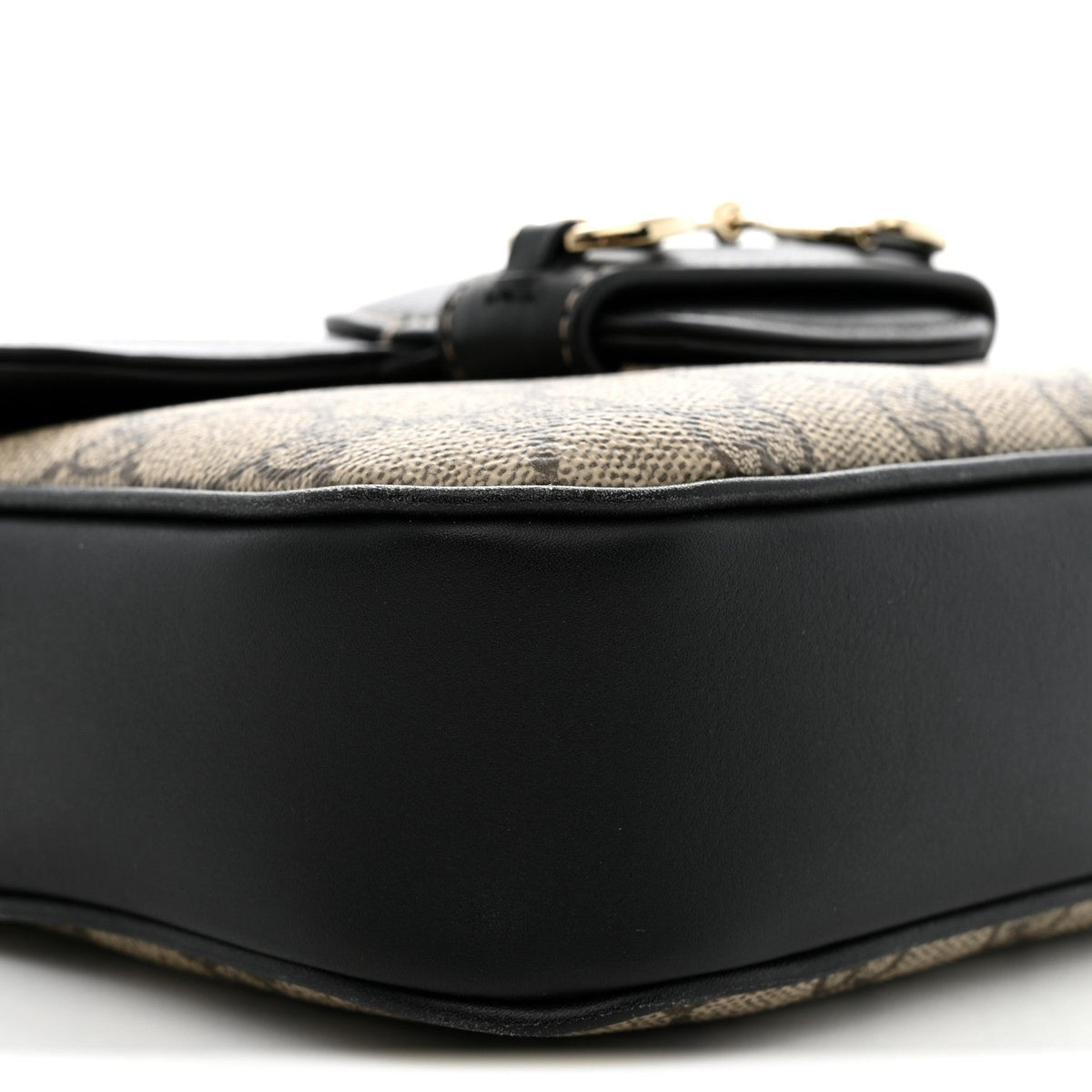 GG Supreme Monogram Horsebit 1955 Soft Small Shoulder Bag Beige Black