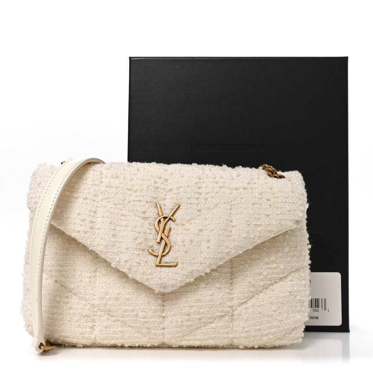 Boucle Tweed Quilted Toy Loulou Puffer Monogram Chain Satchel Craie