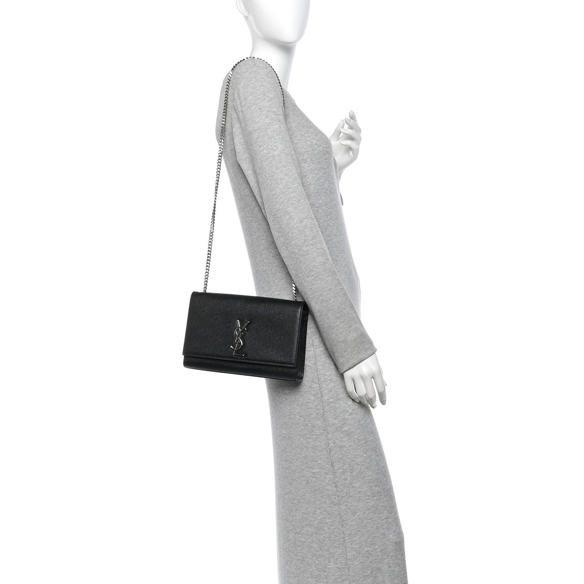 Grain De Poudre Medium Classic Monogram Kate Satchel Black