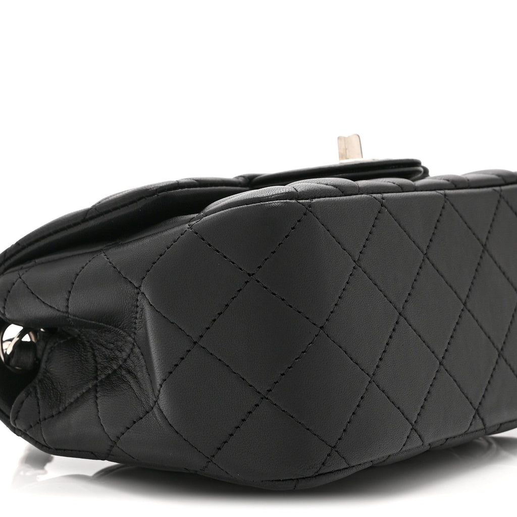Lambskin Quilted Mini Square Flap Black
