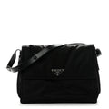 Re-Nylon Vitello Padded Large Traveler Flap Shoulder Bag Black